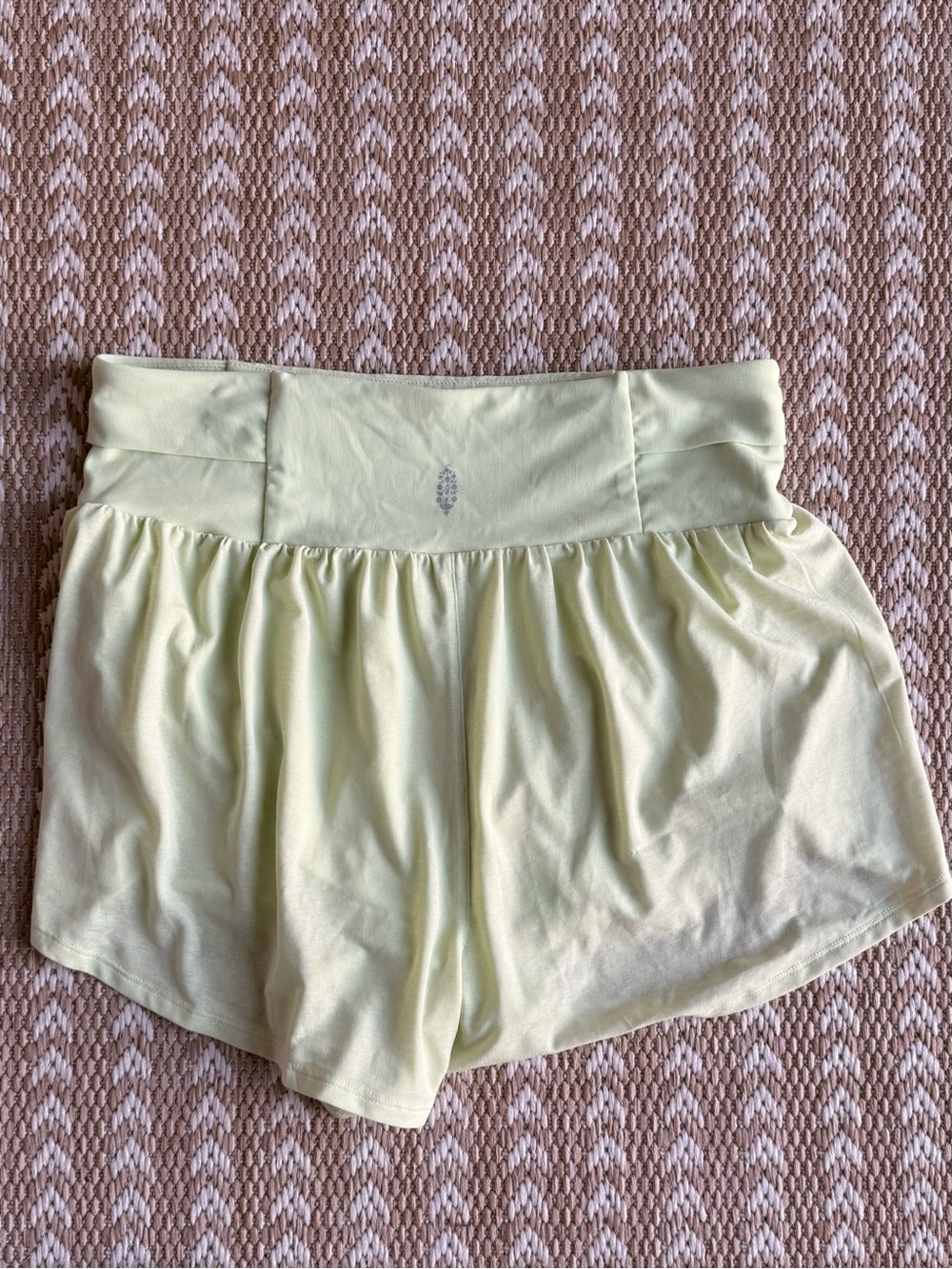 Free People Pale Yellow Athletic Shorts with Wide Waistband